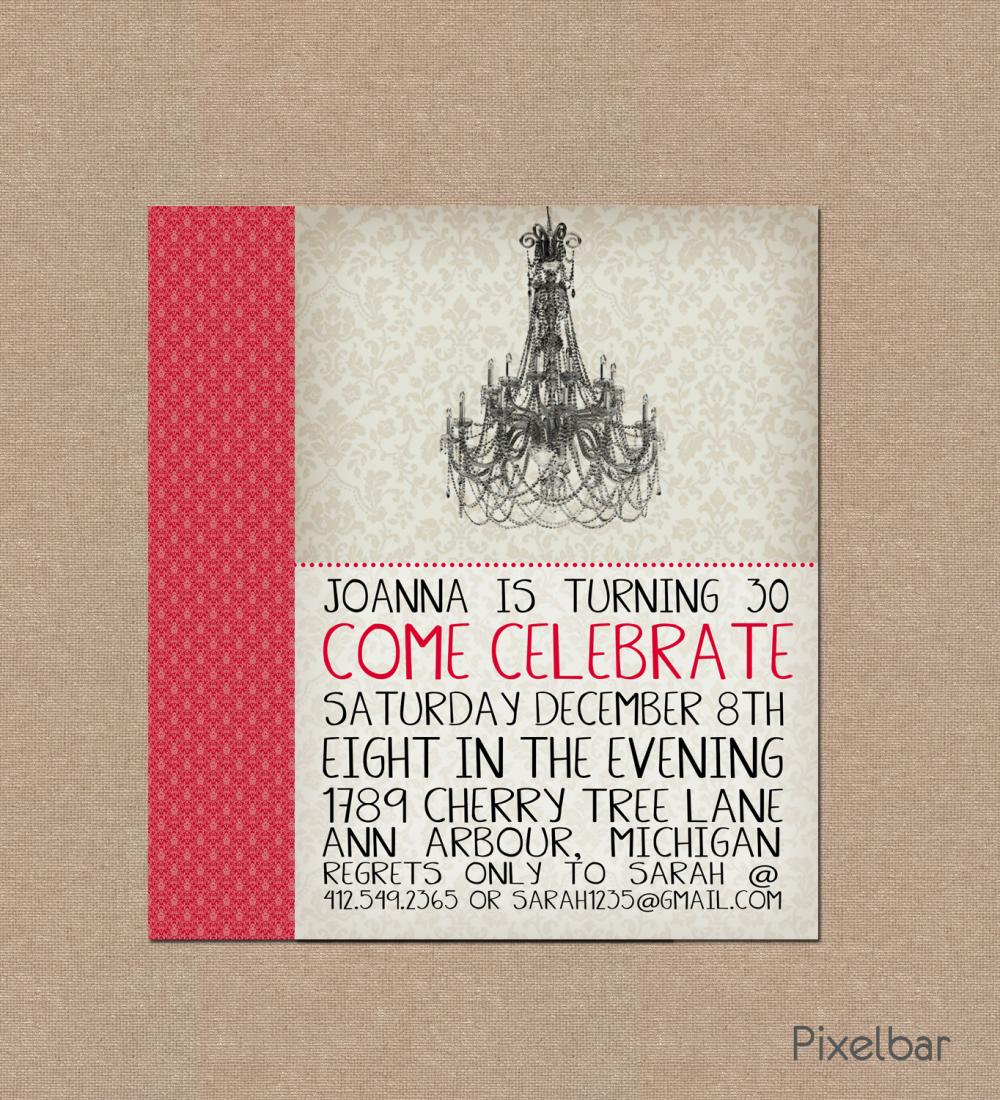 Printable Birthday Invitation No.13 - Victorian Chandeliers Diy