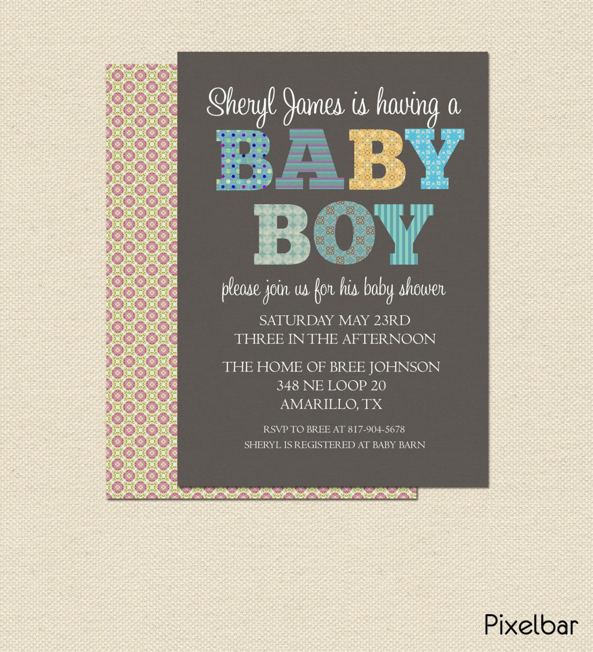Diy Printable Baby Shower Invitation For Girl No.2 Blue Gray Modern Style